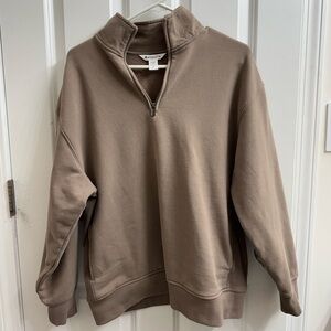 Athleta Women’s Forever Fleece Tan 1/4 Zip Sweater - S